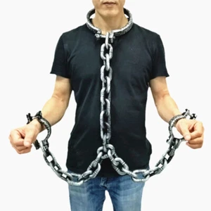 Neck And Hands Halloween Shackles Prisoner Chains Fancy Dress Party Accessory - Picture 1 of 4