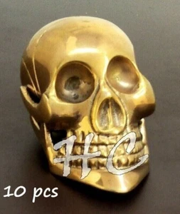Style Solid Brass polish finish Skull Men Head Handle LOTS OF 10 PIECES - Picture 1 of 1