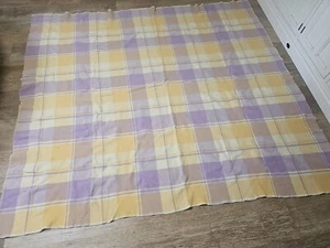 VINTAGE INVICTA BLANKET, PURE WOOL, PURPLE AND YELLOW CHECK, MADE IN AUSTRALIA - Picture 1 of 10