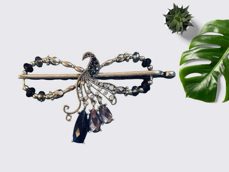 Lilla Rose Flexi - Clip 4803 Peacock Daphne Barrette Nickel Plated - Image 1 of 1