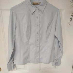 Apostrophe Stretch Womens Long Sleeve Button Up Shirt 8P Career Work Blue - Picture 1 of 4
