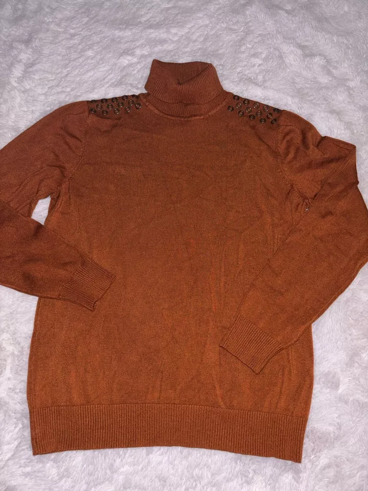 Joseph A qu'est-ce que c'est silk? women's sz. L copper turtleneck sweater. - Image 1 of 4