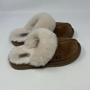 UGG Cozy II Slipper Kids Size 1 Chestnut Brown Suede Upper Shearling 1019065K - Picture 1 of 14