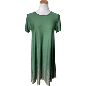 Vestido Carly Para Mujer Lularoe Elegante Bóveda Vacaciones Verde Lámina Metálica Dorado Talla XS - Imagen 1 de 3