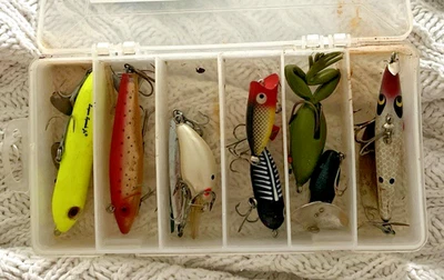 RARE VTG Fred Arbogast Jitterbug Fishing Lure -Black - Akron OH LURES Frog LOT 7 - Image 1 of 4