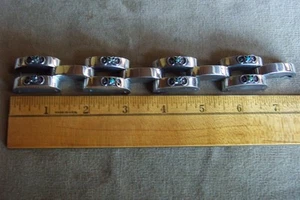 Vintage 1940's heavy silver bracelet -w/ small turquoise stones-7.5" - Picture 1 of 22