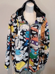 Members Only Nickelodeon Rugrats~Arnold~Cat Dog Hood Jacket Mens Large L 90s Y2K - Picture 1 of 18