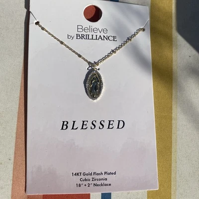 Believe By Brilliance “BLESSED” 14kt Gold Flash Plated CZ  18” Necklace New - Image 1 of 4