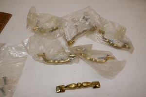 Lot of 6 80s Traditional Cabinet Door  or Drawer pulls  Gold Tone 3 in cente - Picture 1 of 4