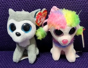 Gorro Slush & Rainbow Boo Teenie TY Wolf & Poodle Basket Beanie 2015 de 3" - Imagen 1 de 8