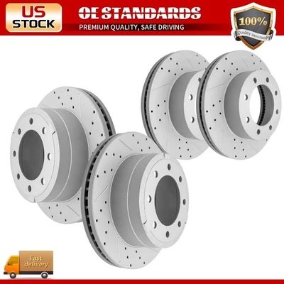 Rotores de disco perforados delanteros traseros 4x4 para Ford F-250 F-350 Super Duty 2013-2022 Foto 1 de 4