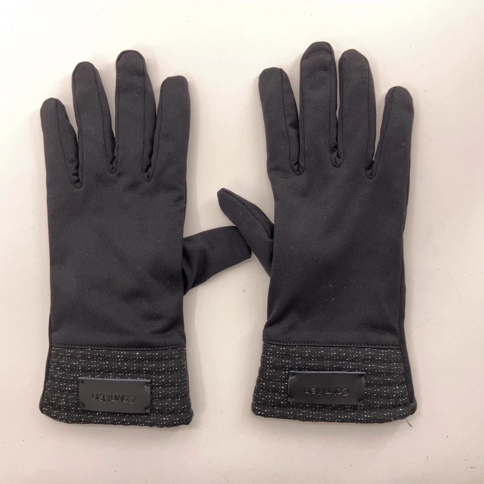 Guantes de invierno Calvin Klein negros elásticos puño plateado brillante talla S-M Foto 1 de 4