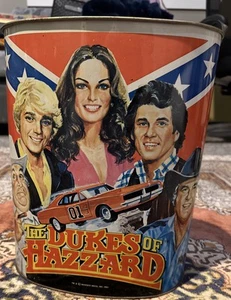 Vintage 1981 The Dukes of Hazzard 13" Metal Trash Can - Picture 1 of 5