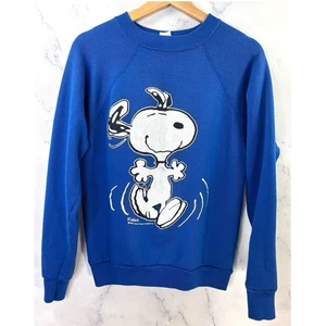 Vintage 1958 Mayo Spruce Snoopy Dog Peanuts Blue Sweatshirt M sweater 50s Retro - Picture 1 of 22