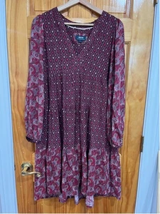 Abito Anthropologie Maeve geometrico contadino boho a strati lunghezza ginocchio taglia small - Foto 1 di 8