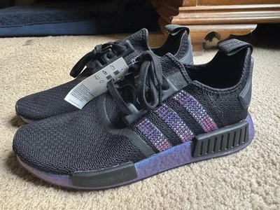 Adidas NMD R1 Metallic Iridescent Rhinestone Logo Shoes Mens 9 Womens 10.5 - Image 1 of 4