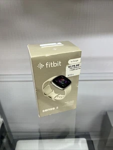 Fitbit Sense 2 Smartwatch - Platin Aluminium mit Lunar White Band, Neu - Bild 1 von 6