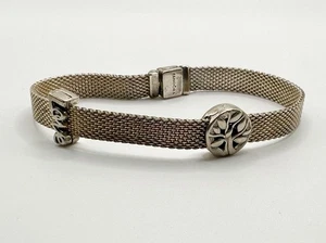 Pandora Sterling 925 Silber Reflexionen Mesh Armband mit Liebe & Baum Charm 7 Zoll - Bild 1 von 10