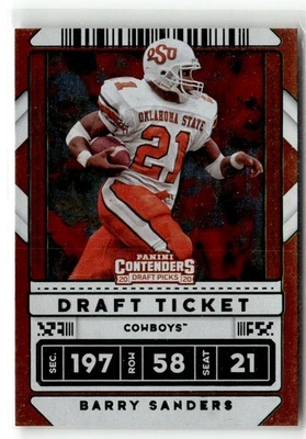 2020 Panini Contenders Draft Picks #9 Barry Sanders Draft Ticket Green Foil - Image 1 of 2