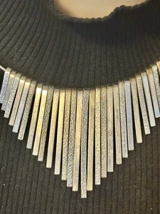 Vintage Spiked Bib/Choker Necklace-Silver tone Metal. GOTHIC - Picture 1 of 6
