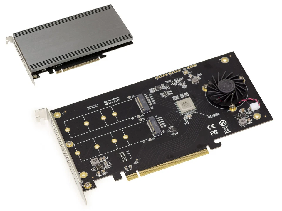 Scheda PCIe 3.1 16x Per 2 SSD M.2 NVMe M Key (M2 NGFF). RAID MATERIALE HARDWARE - Immagine 1 di 4