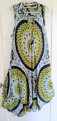 Exist 尺寸 LG/Xlg 无袖波西米亚 Chhic 连衣裙长款 Midi 或 Maxi 不对称下摆 — 第 1/4 张图片