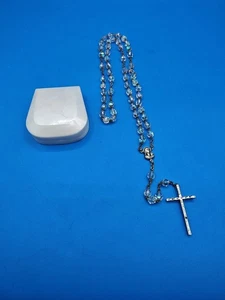 Vintage Italienischer Aurora Borealis Ava Maria Rosenkranz 21" Italien Lesen - Bild 1 von 7