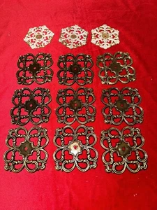 12 ornate vintage metal drawer knob backplate back plates plate - Picture 1 of 3