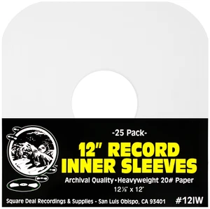 (25) 12” LP Vinyl Record Inner Sleeves - ARCHIVAL White Heavyweight Paper 12IW - Picture 1 of 8