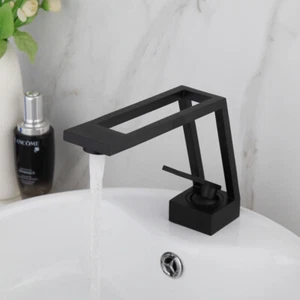 Grifo fregadero lavabo de baño de mango único montaje en cubierta negro mate grifo mezclador de latón - Imagen 1 de 11