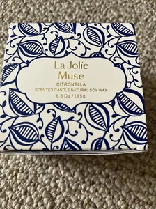 La Jolie Muse Citronella  Candle 6.5 oz Natural Soy Wax New Sealed - Picture 1 of 4