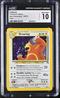 CGC 10 GEM MINT Pokemon Ursaring 15/75 WotC Neo Discovery Holo Rare psa - Image 1 of 2