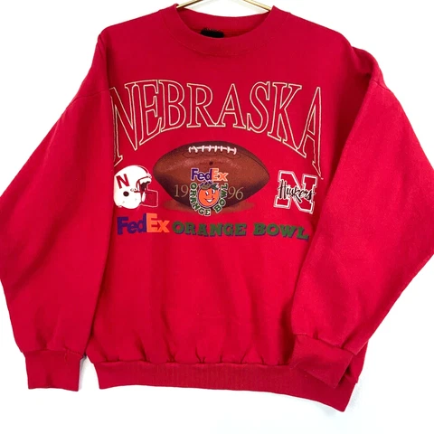 Vintage Nebraska Cornhuskers Orange Bowl Sweatshirt Crewneck XL 1996 Red Ncaa Cover
