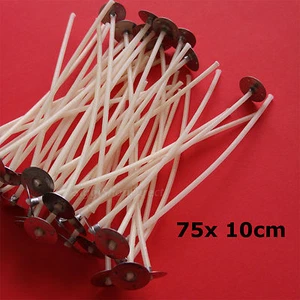 75 Pcs Pre Waxed Wicks with Tab 100 mm/ 10cm long for Candle Making High Quality - Picture 1 of 2