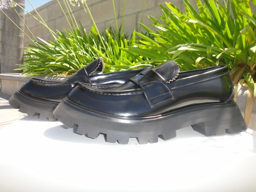 Mocassini penny Alexander McQueen WANDER in pelle plateau neri da donna taglia 37 1 2