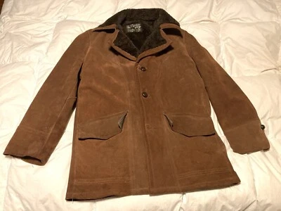 Abrigo de Colección The Leather Shop Marrón Gamuza Cuero Forrado de Piel Sintética Talla 40 Foto 1 de 4