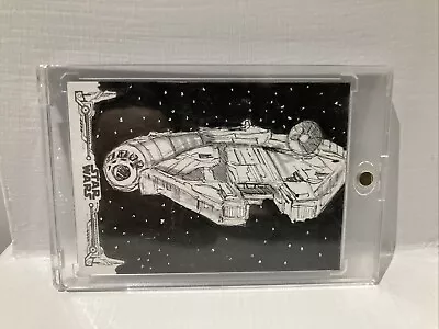 Star Wars TOPPS Millennium Falcon Black and White Sketch Card James O'Riley 2018 - Image 1 of 2