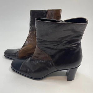 Liz Claiborne Flex Red Burgundy Patch Work Leather Ankle Boots Womens Sz 6M - Imagen 1 de 6