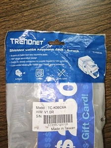 NEW TRENDnet TC-K06C6A Jack Keystone Cat6A Schermato Confezione da 6 Confezione 180°; Angolo - Foto 1 di 2