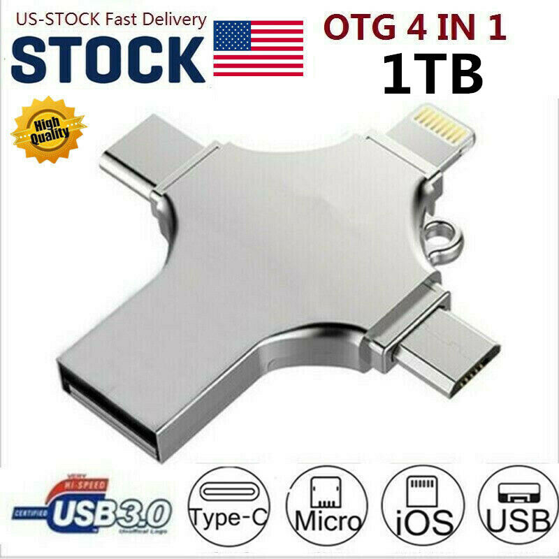 1TB 4 IN 1 USB 3.0 Flash Drive Memory Stick for Samsung iPhone Android iPad PC