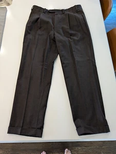Kiton Wool Cashmere Blend Pleated Brown Dress Pants EU54 - Picture 1 of 7