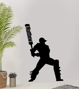 Personalised Cricket Bat Name Wall Sticker | Cricket Wall Art - Picture 1 of 8