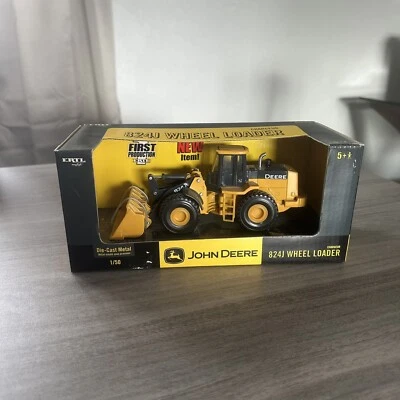 Yellow John Deere 824J Wheel Loader Miniature 1/50 Diecast Model by Ertl - Image 1 of 4