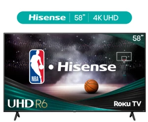 Hisense 58" Class 4K UHD LED LCD Roku Smart TV HDR R6 Series 58R6E3 - Picture 1 of 10