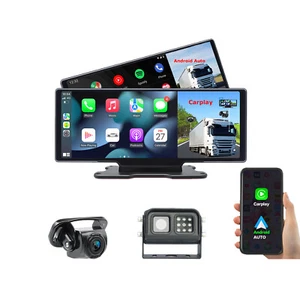 10.26" Monitor Wireless CarPlay Android Auto DVR Record Dash Camera for Truck - Picture 1 of 15