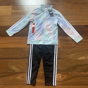 adidas Girls Kids Tricot Multi Color Jacket & Black Pant Clothing Size 6 NEW Tag - Picture 1 of 13