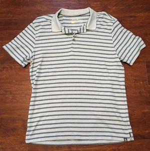 Eddie Bauer Travex Herren L hell & dunkelblau gestreift Kurzarm Golf Poloshirt - Bild 1 von 10
