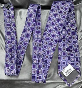 John W. Nordstrom Men’s Repp Tie Silk Necktie Purple Medallion Geometric Gifts - Picture 1 of 9