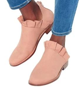 Sole Society Brinya Rüschen weiches Leder Stiefeletten rosa Boho Größe 8,5 - Bild 1 von 14