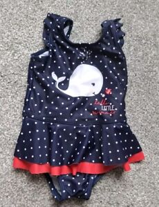 Baby girls swimming costume age 9 - 12 months George polka dot swim suit frills